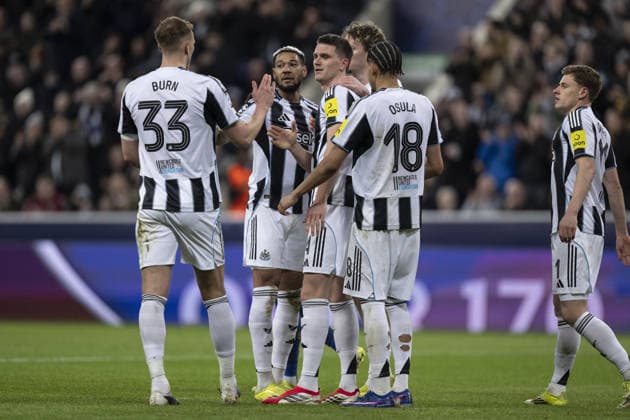 NEWCASTLE UPON TYNE, ENGLAND - FEBRUARY 24: Joelinton of Newcastle United celebrates after scoring the team s second goal during the UEFA Champions League 2025 26 match between Newcastle United and Qarabag at St James Park, Newcastle in England (Photo by Will Palmer Sports Press Photo) Copyright: xWillxPalmer SportsxPressxPhotox Sportspressphoto_SPR97333