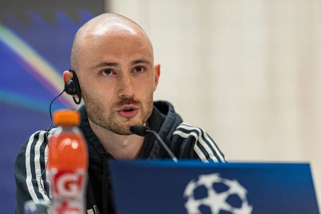 FBL-Uefa Champions League 2025-26 Real Madrid - SL Benfica, press conference, PK, Pressekonferenz Fredrik Aursnes of Benfica speaks to journalists Copyright: HMBxMedia CarlosxSilva