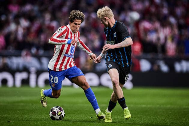 Atletico de Madrid vs Club Brugge KV - UEFA Champions League - 24 02 2026 Giuliano Simeone of Atletico de Madrid (L) in action during the UEFA Champions League match between Atletico de Madrid and Club Brugge KV at Riyadh Air Metropolitano Stadium on February 24, 2026 in Madrid, Spain. Madrid Spain Copyright: xMarinaxFrutos PGSxPhotoxAgencyx