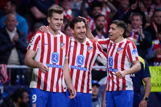 ATLETICO DE MADRID v CLUB BRUGGE KV. CHAMPIONS LEAGUE 2025 2026. ROUND KO PLAY-OFFS 2ND LEG MATCH. Atletico de Madrid s Alexander Sorloth, Jose Maria Gimenez and Nahuel Molina celebrate goal during Champions League 2025 2026, KO play-offs 2nd leg match. February 24 ,2026. (ALTERPHOTOS Jorge Ropero) MadridSpain  Copyright: xJorgexRoperox