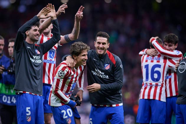 ATLETICO DE MADRID v CLUB BRUGGE KV. CHAMPIONS LEAGUE 2025 2026. ROUND KO PLAY-OFFS 2ND LEG MATCH. Atletico de Madrid s Giuliano Simeone and Koke Resurreccion celebrate the victory in Champions League 2025 2026, KO play-offs 2nd leg match. February 24 ,2026. (ALTERPHOTOS Jorge Ropero) MadridSpain  Copyright: xJorgexRoperox