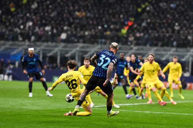CALCIO - UEFA Champions League - Inter - FC Internazionale vs FK Bodo Glimt Federico Dimarco of FC Inter in action during the UEFA Champions League 2025 2026 Knockout Play-off Second Leg between Inter FC Internazionale and FK Bodo Glimt, 24 of February 2026, at Giuseppe Meazza San Siro Siro stadium in Milan, Italy Milan Italy  Copyright: xIPAxSport ABACAx