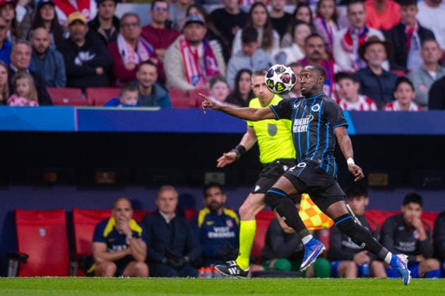 February 24, 2026, Madrid, Madrid, Spain: MADRID, SPAIN - FEBRUARY 24: CARLOS FORBS of Club Brugge KV is seen on action during the UEFA Champions League 2025 26 Knockout match second lag between Atletico de Madrid and Club Brugge KV, at Riyadh Air Metropolitano Stadium on February 23, 2026 in Madrid, Spain Madrid Spain - ZUMAl192 20260224_zsp_l192_105 Copyright: xMiguelxLemosx