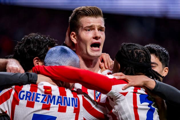 Atletico de Madrid v Club Brugge KV - UEFA Champions League 2025 26 League Knockout Play-off Second Leg Alexander Sorloth of Atletico de Madrid (C) celebrates his goal with his teammates during the UEFA Champions League 2025 26 League Knockout Play-off Second Leg match between Atletico de Madrid and Club Brugge KV at Estadio Riyadh Air Metropolitano on February 24, 2026 in Madrid, Spain. Madrid Estadio Riyadh Air Metropolitano Madrid Spain Copyright: xAlbertoxGardinx AGardin_20260224_Foot_Champ_Atl_Mad_Bru_1136