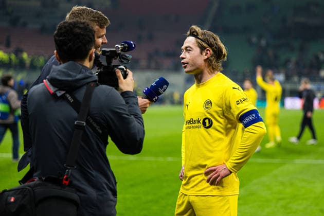 260224 Patrick Berg of Bodo Glimt after the UEFA Champions League football match between Inter and Bodo Glimt on February 24, 2026 in Milan. Photo: Marius Simensen BILDBYRAN COP 238 MM0057 bbeng bodo glimt fc internazionale milano football fotball fotboll inter mesterligaen soccer uefa champions league Copyright: MARIUSxSIMENSEN BB260224BB645