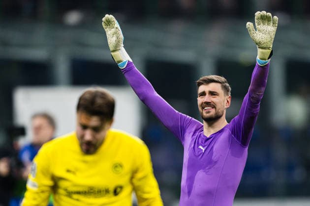 260224 Goalkeeper Nikita Haikin of Bodo Glimt after the UEFA Champions League football match between Inter and Bodo Glimt on February 24, 2026 in Milan. Photo: Marius Simensen BILDBYRAN COP 238 MM0057 bbeng bodo glimt fc internazionale milano football fotball fotboll inter mesterligaen soccer uefa champions league Copyright: MARIUSxSIMENSEN BB260224BB646