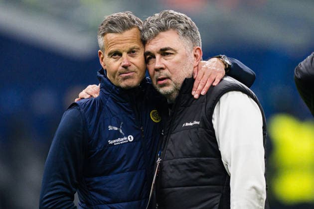 260224 Head coach Kjetil Knutsen of Bodo Glimt and Frode Thomassen, managing director of Bodo Glimt, after the UEFA Champions League football match between Inter and Bodo Glimt on February 24, 2026 in Milan. Photo: Marius Simensen BILDBYRAN COP 238 MM0057 bbeng bodo glimt fc internazionale milano football fotball fotboll inter mesterligaen soccer uefa champions league Copyright: MARIUSxSIMENSEN BB260224BB648