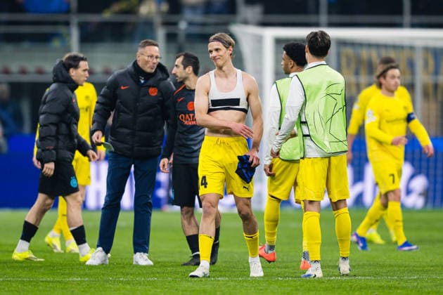 260224 Ulrik Saltnes of Bodo Glimt after the UEFA Champions League football match between Inter and Bodo Glimt on February 24, 2026 in Milan. Photo: Marius Simensen BILDBYRAN COP 238 MM0057 bbeng bodo glimt fc internazionale milano football fotball fotboll inter mesterligaen soccer uefa champions league Copyright: MARIUSxSIMENSEN BB260224BB656