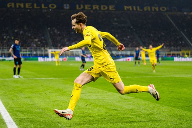 260224 Hakon Evjen of Bodo Glimt celebrates after scoring the 0-2 goal during the UEFA Champions League football match between Inter and Bodo Glimt on February 24, 2026 in Milan. Photo: Marius Simensen BILDBYRAN COP 238 MM0057 bbeng bodo glimt fc internazionale milano football fotball fotboll inter jubel mesterligaen soccer uefa champions league Copyright: MARIUSxSIMENSEN BB260224BB662