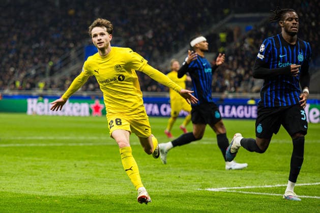 260224 Hakon Evjen of Bodo Glimt celebrates after scoring the 0-2 goal during the UEFA Champions League football match between Inter and Bodo Glimt on February 24, 2026 in Milan. Photo: Marius Simensen BILDBYRAN COP 238 MM0057 bbeng bodo glimt fc internazionale milano football fotball fotboll inter jubel mesterligaen soccer uefa champions league *** 260224 Hakon Evjen of Bodo Glimt celebrates after scoring the 0 2 goal during the UEFA Champions League football match between Inter and Bodo Glimt on February 24, 2026 in Milan Photo Marius Simensen BILDBYRAN COP 238 MM0057 bbeng bodo glimt fc internazionale milano football fotball fotboll inter jubel mesterligaen soccer uefa champions league  Copyright: MARIUSxSIMENSEN BB260224BB663