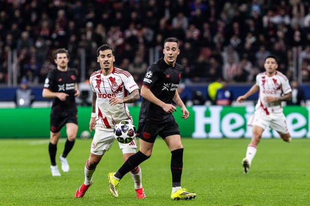 UEFA Champions League: Bayer 04 Leverkusen - Olympiacos FC; 24.02.2026 Lucas Vazquez (Bayer 04 Leverkusen, 21) UEFA Champions League: Bayer 04 Leverkusen - Olympiacos FC; BayArena, Leverkusen; 24.02.2026 Copyright: xBEAUTIFULxSPORTS Buriakovx