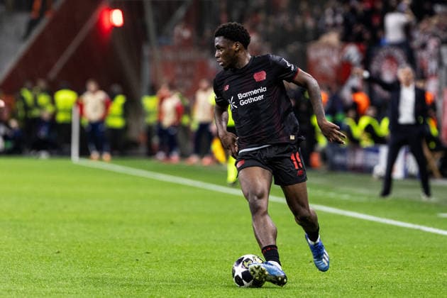 UEFA Champions League: Bayer 04 Leverkusen - Olympiacos FC; 24.02.2026 Ernest Poku (Bayer 04 Leverkusen, 19) UEFA Champions League: Bayer 04 Leverkusen - Olympiacos FC; BayArena, Leverkusen; 24.02.2026 Copyright: xBEAUTIFULxSPORTS Buriakovx