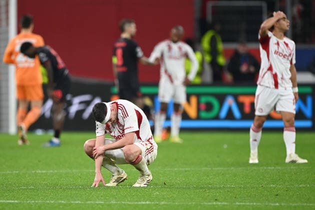 Lorenzo PIROLA (PI) Enttaeuschung, entaeuscht, Frust, niedergeschlagen, Fussball Champions League, Play Offs, Bayer 04 Leverkusen (LEV) - Olympiakos Piraeus (PI) 0-0 am 24.02.2026 in Leverkusen Deutschland. UEFA regulations prohibit any use of photographs as image sequences and or quasi-video Â