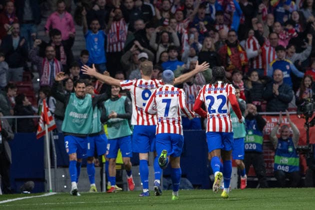 Atlético de Madrid Vs Club Brugge in Madrid - 24 Feb 2026 Atlético de Madrid players celebrate a goal during the UEFA Champions League match between Atlético de Madrid and Club Brugge at the Metropolitano Stadium. Final score: Atlético de Madrid 4 - 1 Club Brugge Madrid Spain Copyright: xDavidxCanalesx xSOPAxImagesx DCUCLATMBrujas260224-160
