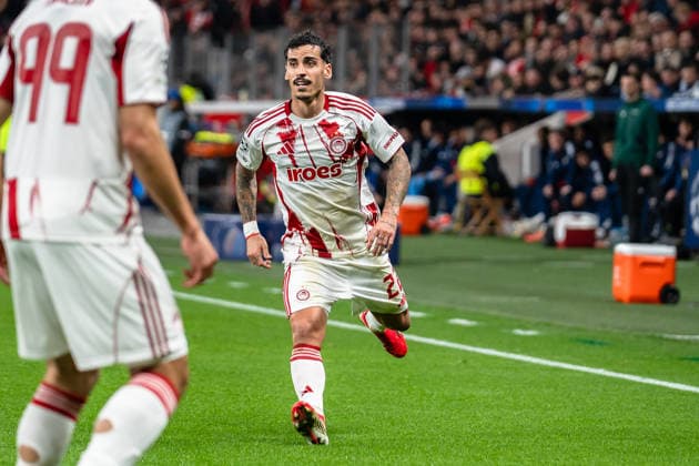UEFA Champions League 2025 2026 Bayer 04 Leverkusen vs. Olympiakos Piräus, Play-Offs Rückrunde, Dienstag, 23.02.2026 BayArena (Nordrhein-Westfalen, Deutschland) Chiquinho (Olympiakos Piräus, 22) Copyright: xCelinaxLeiersx