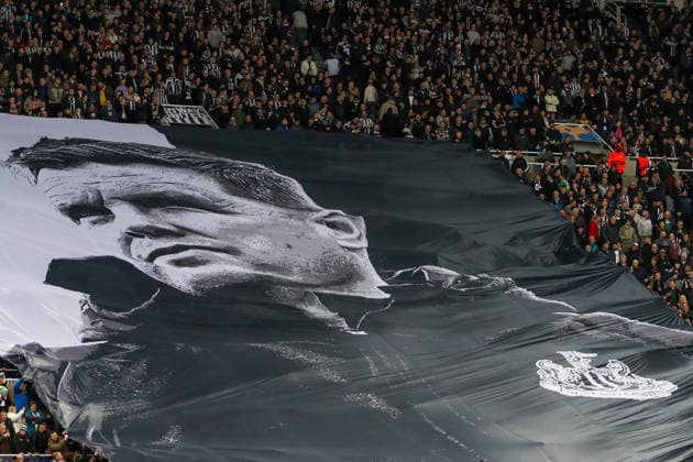 Newcastle United v QarabaÄü FK, UEFA Champions League Fans hold up a tifo of Newcastle United manager Eddie Howe during the Newcastle United v QarabaÄü FK UEFA Champions League Play-Offs 2nd Leg match at St. James Park, Newcastle Upon Tyne, England on 24 February 2026 Credit: Lee Keuneke Every Second Media Editorial use only. All images are copyright Every Second Media Limited. No images may be reproduced without prior permission. Copyright: xIMAGO EveryxSecondxMediax ESM-1821-0193 LeexKeunekex xEveryxSecondxMediax