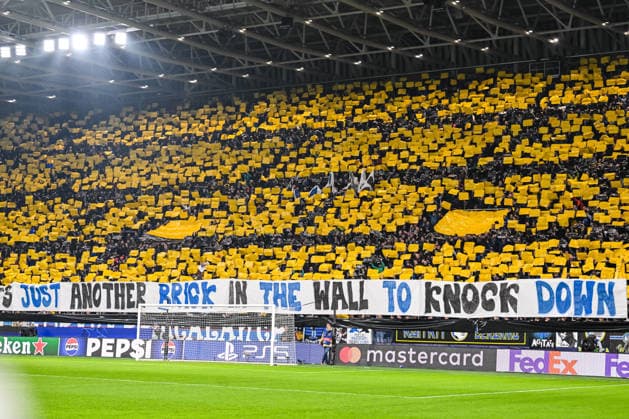 banner Atalanta Supporters during the UEFA Champions League 2025 26 League Knockout Play-off Second Leg match between Atalanta BC and Borussia Dortmund at Stadio di Bergamo on February 25, 2026 in Bergamo, Italy. (Photo by Harry Langer DeFodi Images) -