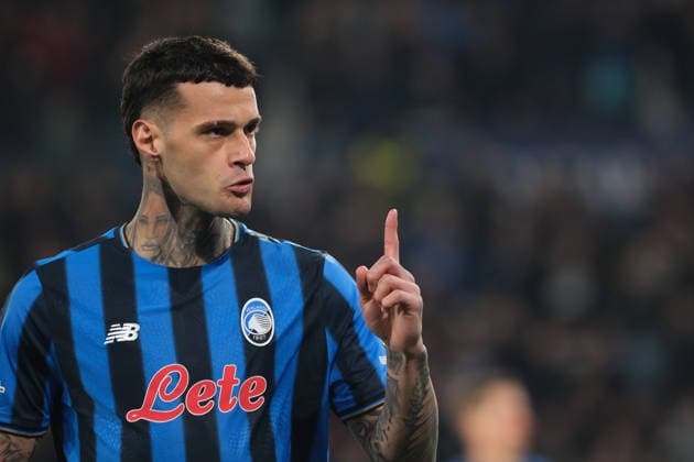 Gianluca Scamacca of Atalanta BC 1907 celebrates after scores a goal during the UEFA Champions League 2025 2026, Playoff Phase MD2 football match between Atalanta BC and Borussia Dortmund at New Balance Arena on February 25, 2026, Bergamo, Italy.  Copyright: xRobertoxTommasini IPAxSportx xipa-agency.netx xx IPA_72019049 IPA_Agency_IPA72019049