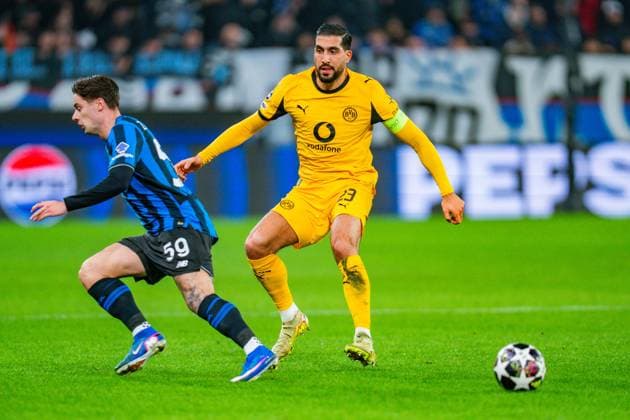 25.02.2026, Atalanta Bergamo vs. Borussia Dortmund, UEFA Champions League, Playoffs-Rückspiel Emre Can (Borussia Dortmund, 23) Regulations prohibit any use of photographs as image sequences and or quasi video Copyright: xBahhoxKarax