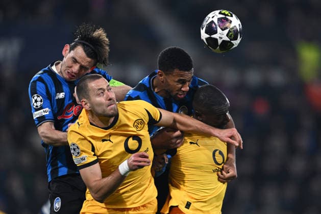 Mg Bergamo 25 02 2026 - Champions League Atalanta-Borussia Dortmund foto Matteo Gribaudi Image nella foto: Isak Hien-Marten De Roon-Waldemar Anton-Serhou Guirassy 