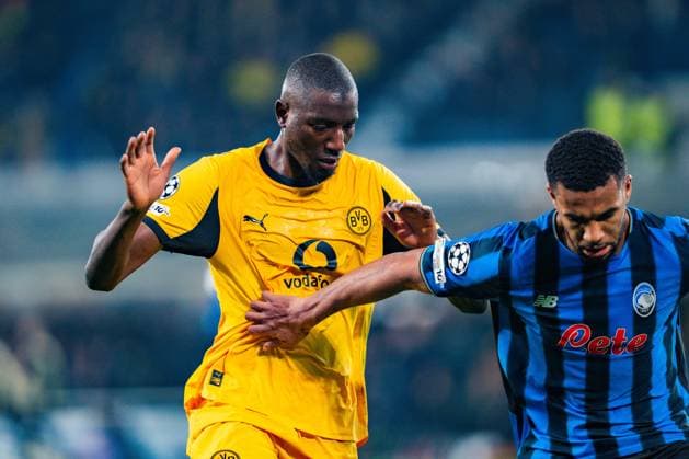 25.02.2026, Atalanta Bergamo vs. Borussia Dortmund, UEFA Champions League, Playoffs-Rückspiel Serhou Guirassy (Borussia Dortmund, 9) Regulations prohibit any use of photographs as image sequences and or quasi video Copyright: xBahhoxKarax