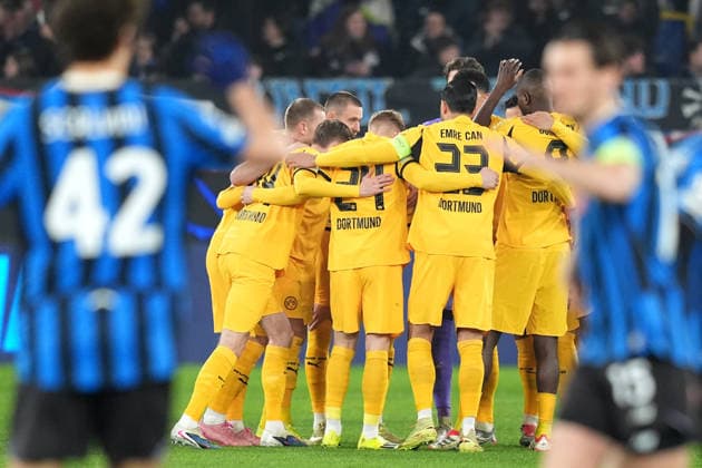 Dortmund™s start eleven during the Uefa Champions League soccer match between Atalanta and Borussia Dortmund at the New Balance Stadium in Bergamo , north Italy - Wednesday , February 25 , 2026. - Soccer .  Copyright: xSpada LaPressex