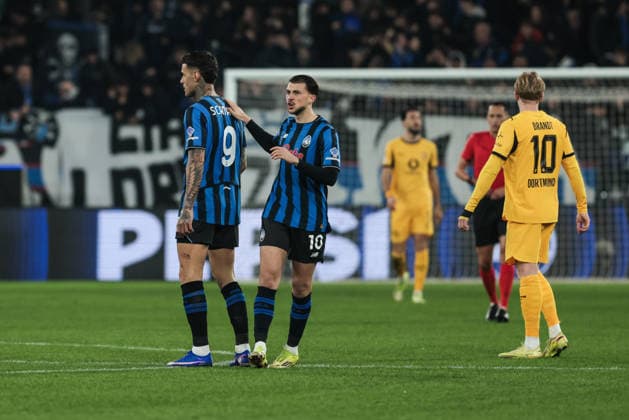 Atalanta BC v Borussia Dortmund - UEFA Champions League 2025 26 League Knockout Play-off Second Leg Gianluca Scamacca of Atalanta BC celebrates after scoring a goal during the UEFA Champions League 2025 26 League Knockout Play-off Second Leg match between Atalanta BC and Borussia Dortmund in Bergamo, Italy, on February 25, 2026, at New Balance Arena. Bergamo Italy  Copyright: xEmanuelexComincinix originalFilename:comincini-atalanta260225_npWO9.jpg