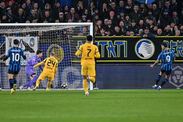 Fp Bergamo 25 02 2026 - Champions League Atalanta-Borussia Dortmund foto Fabrizio Patrucco Image nella foto: gol Gianluca Scamacca 