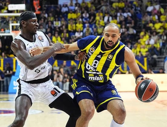 Fenerbahce Beko v Partizan - EuroLeague ISTANBUL, TURKIYE - FEBRUARY 25: Talen Jalee Tucker (8) of Fenerbahce Beko in action against Isaac Bonga (L) of Partizan during EuroLeague week 29 basketball match between Fenerbahce Beko and Partizan at Ulker Sports and Event Hall in Istanbul, Turkiye on February 25, 2026. Esra Bilgin Anadolu Istanbul Turkey. Editorial use only. Please get in touch for any other usage.  Copyright: x2026xAnadoluxEsraxBilginx