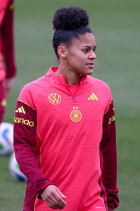 Frankfurt am Main, Deutschland 25. Februar 2026: Vorbereitung auf das Frauen WM-Qualifikationsspiel Deutschland vs. Slovenien - Training Im Bild: Shekiera Martinez (Deutschland) Copyright: HMBxMedia MadeleinexFantini