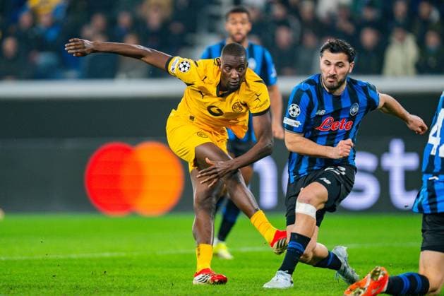 25.02.2026, Atalanta Bergamo vs. Borussia Dortmund, UEFA Champions League, Playoffs-Rückspiel Serhou Guirassy (Borussia Dortmund, 9) Regulations prohibit any use of photographs as image sequences and or quasi video Copyright: xBahhoxKarax