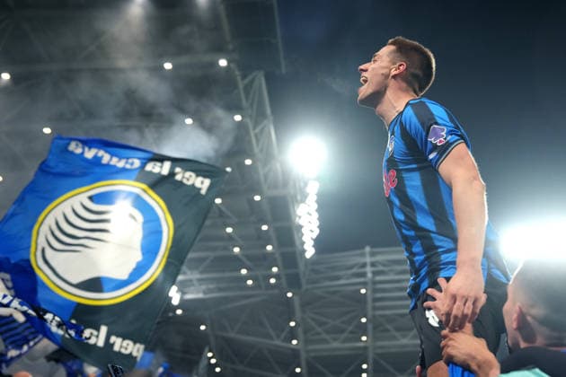 Atalanta s Mario Pasalic celebrates after scoring 3-0 during the Uefa Champions League soccer match between Atalanta and Borussia Dortmund at the New Balance Stadium in Bergamo , north Italy - Wednesday , February 25 , 2026. - Soccer .  Copyright: xSpada LaPressex