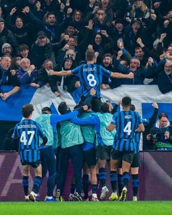 25.02.2026, Atalanta Bergamo vs. Borussia Dortmund, UEFA Champions League, Playoffs-Rückspiel Tor zum 3:0 durch Mario Pasalic (Atalanta Bergamo) Regulations prohibit any use of photographs as image sequences and or quasi video Copyright: xBahhoxKarax