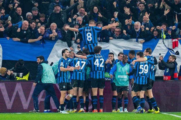 25.02.2026, Atalanta Bergamo vs. Borussia Dortmund, UEFA Champions League, Playoffs-Rückspiel Tor zum 3:0 durch Mario Pasalic (Atalanta Bergamo) Regulations prohibit any use of photographs as image sequences and or quasi video Copyright: xBahhoxKarax