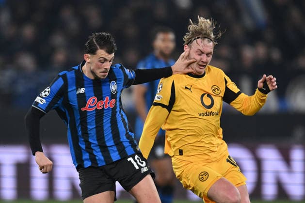 Atalanta BC v Borussia Dortmund - UEFA Champions League 2025 26 League Knockout Play-off Second Leg Lazar Samardzic of Atalanta B.C. and Julian Brandt of Borussia Dortmund are in action during the UEFA Champions League 2025 26 League Knockout Play-off Second Leg match between Atalanta B.C. and Borussia Dortmund at the Bergamo Stadium in Bergamo, Italy, on February 25, 2026. Bergamo Italy Italy  Copyright: xDomenicoxCippitellix originalFilename:cippitelli-atalanta260225_npl95.jpg