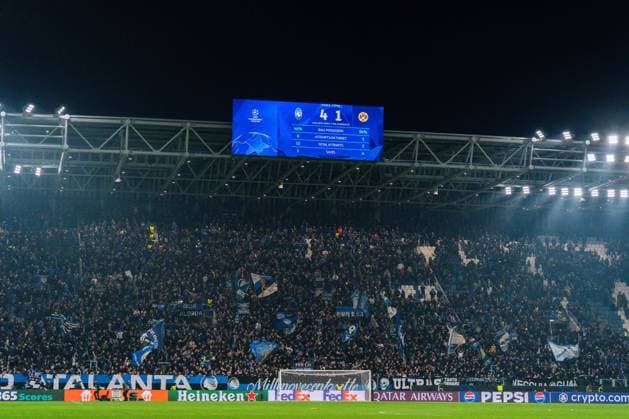 25.02.2026, Atalanta Bergamo vs. Borussia Dortmund, UEFA Champions League, Playoffs-Rückspiel Total Score Endergebnis 4:1 Regulations prohibit any use of photographs as image sequences and or quasi video Copyright: xBahhoxKarax