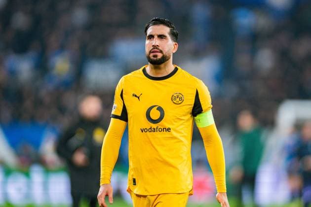 25.02.2026, Atalanta Bergamo vs. Borussia Dortmund, UEFA Champions League, Playoffs-Rückspiel Emre Can (Borussia Dortmund, 23) Regulations prohibit any use of photographs as image sequences and or quasi video Copyright: xBahhoxKarax