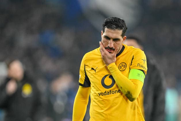 Emre Can (Borussia Dortmund) looks dejected during the UEFA Champions League 2025 26 League Knockout Play-off Second Leg match between Atalanta BC and Borussia Dortmund at Stadio di Bergamo on February 25, 2026 in Bergamo, Italy. (Photo by Harry Langer DeFodi Images) -