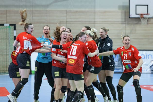 Wildcats jebeln nach 33:32 Heimsieg, SV Union Halle-Neustadt vs. BSV Sachsen Zwickau, Alsco Handball Bundesliga Frauen, Saison 2025 26, 18. Spieltag, 25.02.2026 Halle SWH Arena Sachsen-Anhalt Deutschland