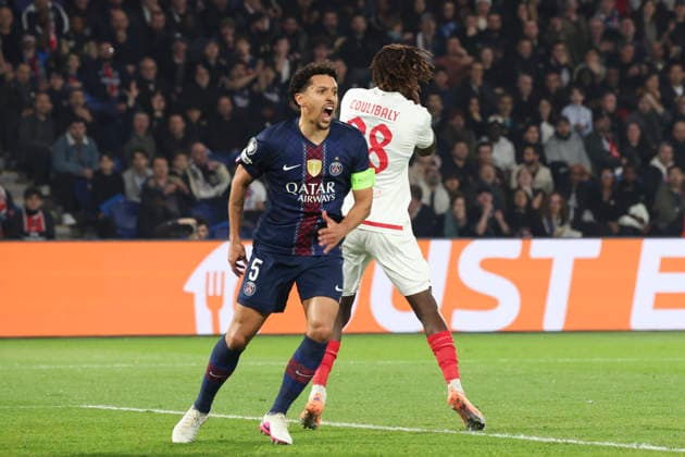 FOOTBALL : Paris Saint Germain Vs AS Monaco - Ligue des Champions - 25 02 2026 Marquinhos (PSG) Vs Mamadou Coulibaly (AS Monaco) ParisFrance  Copyright: xMichaelxBaucherx