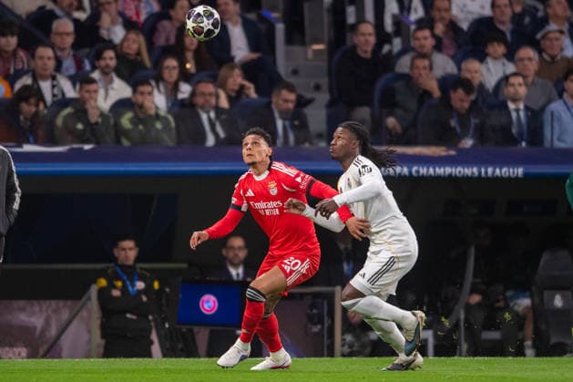 February 25, 2026, Madrid, Guimaraes, Spain: Richard Rios of SL Benfica is seen on action during the UEFA Champions League 2025 26 League Knockout Play-off Second Leg match between Real Madrid C.F. and SL Benfica at Estadio Santiago Bernabeu on February 25, 2026 in Madrid, Spain. Real Madrid C.F. V SL Benfica - UEFA Champions League 2025 26 League Knockout Play-Off Second Leg  - ZUMAl192 20260225_zsp_l192_026 Copyright: xMiguelxLemosx