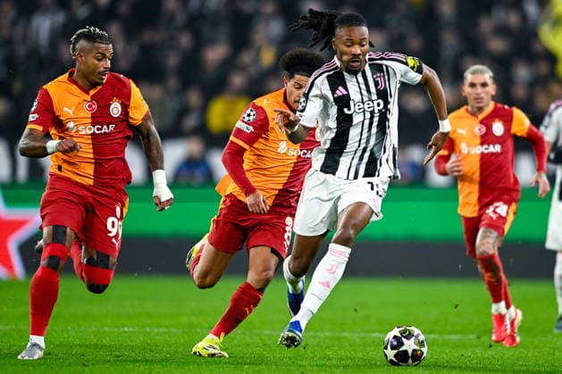 2026-02-25 Juventus FC v Galatasaray - UEFA Champions League 2025 26 League Knockout Play-off Second Leg TURIN, ITALY - FEBRUARY 25: Mario Lemina of Galatasaray SK battles for the ball with Khephren Thuram of Juventus FC during the UEFA Champions League 2025 26 League Knockout Play-off Second Leg match between Juventus FC and Galatasaray at Allianz Stadium on February 25, 2026 in Turin, Italy. (Photo by Alberto Gandolfo BSR Agency) Turin Italy Content not available for redistribution in The Netherlands directly or indirectly through any third parties. Copyright: xBSRxAgencyx