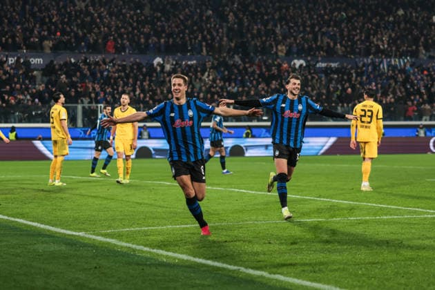 Atalanta BC v Borussia Dortmund - UEFA Champions League 2025 26 League Knockout Play-off Second Leg Mario Pasalic of Atalanta BC celebrates after scoring a goal during the UEFA Champions League 2025 26 League Knockout Play-off Second Leg match between Atalanta BC and Borussia Dortmund in Bergamo, Italy, on February 25, 2026, at New Balance Arena. Bergamo Italy  Copyright: xEmanuelexComincinix originalFilename:comincini-atalanta260225_np4Jb.jpg