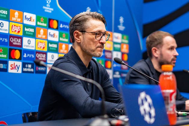 25.02.2026, Atalanta Bergamo vs. Borussia Dortmund, UEFA Champions League, Playoffs-Rückspiel Pressekonferenz nach dem Spiel mit Niko Kovac (Borussia Dortmund, Trainer) Regulations prohibit any use of photographs as image sequences and or quasi video Copyright: xBahhoxKarax