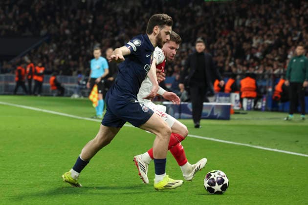 FOOTBALL : Paris Saint Germain Vs AS Monaco - Ligue des Champions - 25 02 2026 Khvicha Kvaratskhelia (PSG) Vs Caio Henrique (AS Monaco) ParisFrance  Copyright: xMichaelxBaucherx