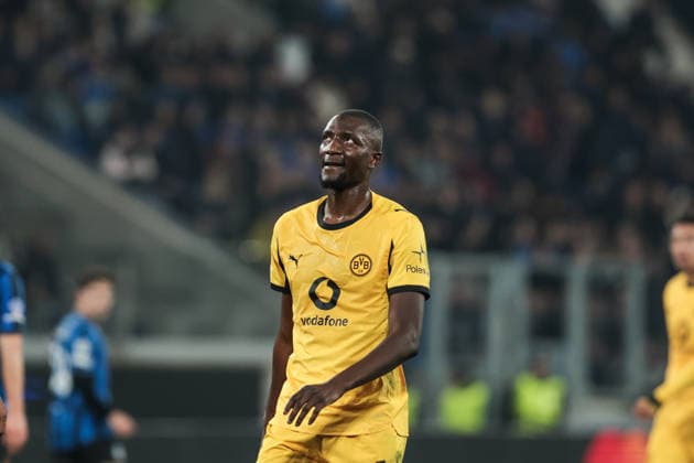 Atalanta BC v Borussia Dortmund - UEFA Champions League 2025 26 League Knockout Play-off Second Leg Serhou Guirassy of Borussia Dortmund participates in the UEFA Champions League 2025 26 League Knockout Play-off Second Leg match between Atalanta BC and Borussia Dortmund in Bergamo, Italy, on February 25, 2026, at New Balance Arena. Bergamo Italy  Copyright: xEmanuelexComincinix originalFilename:comincini-atalanta260225_npUo6.jpg