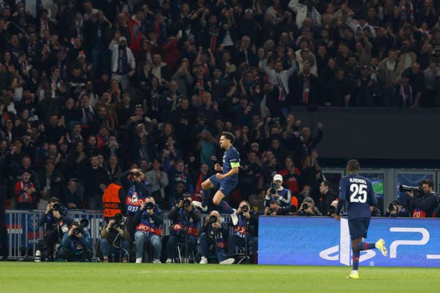 February 25, 2026, Paris, Paris, France: MARQUINHOS of Paris Saint Germain celebrates after scoring during the match of UEFA Champions League between Paris Saint Germain and As Monaco at Parc des Princes Stadium - on February 25 2026 Paris - France Soccer Champion s League 2026 Paris Saint Germain Vs As Monaco  - ZUMAb253 20260225_zsp_b253_012 Copyright: xLoicxBaratouxx