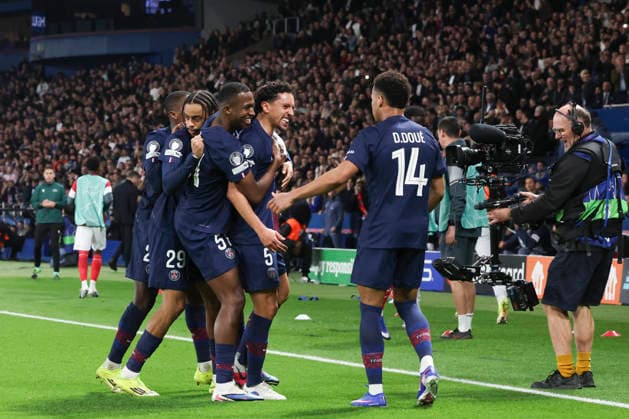 FOOTBALL : Paris Saint Germain Vs AS Monaco - Ligue des Champions - 25 02 2026 Joie - But de Marquinhos (PSG) ParisFrance  Copyright: xMichaelxBaucherx