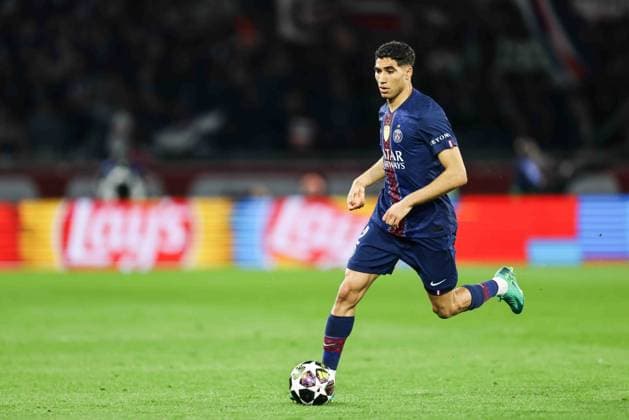 Paris Saint-Germain (PSG) v AS Monaco - UCL PARIS, FRANCE - FEBRUARY 25: Achraf Hakimi of Paris Saint-Germain during the UEFA Champions League play-off second leg football match between Paris Saint-Germain (PSG) and AS Monaco at the Parc des Princes stadium in Paris. Ibrahim Ezzat Anadolu Paris France. Editorial use only. Please get in touch for any other usage.  Copyright: x2026xAnadoluxÄ°brahimxEzzatx