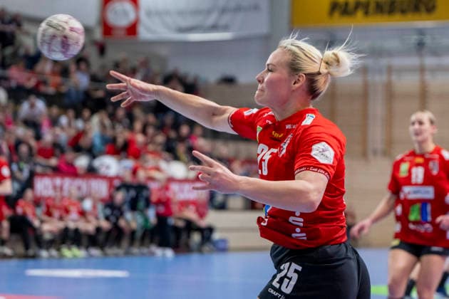 Handball Bundesliga Frauen,HBF, Saison 2025 2026 SV Union Halle-Neustadt vs.BSV Sachsen Zwickau Halle, Deutschland 25.Februar 2026: Im Bild:Lilli Röpke Roepke (Halle) Halle Saale SWH Arena Sachsen-Anhalt Deutschland